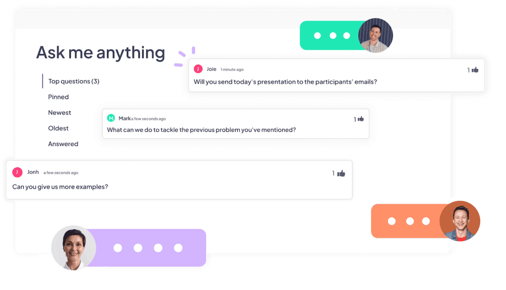 AhaSlides' live questions and answers feature