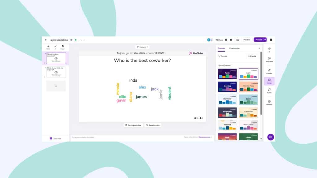 word cloud themes ahaslides