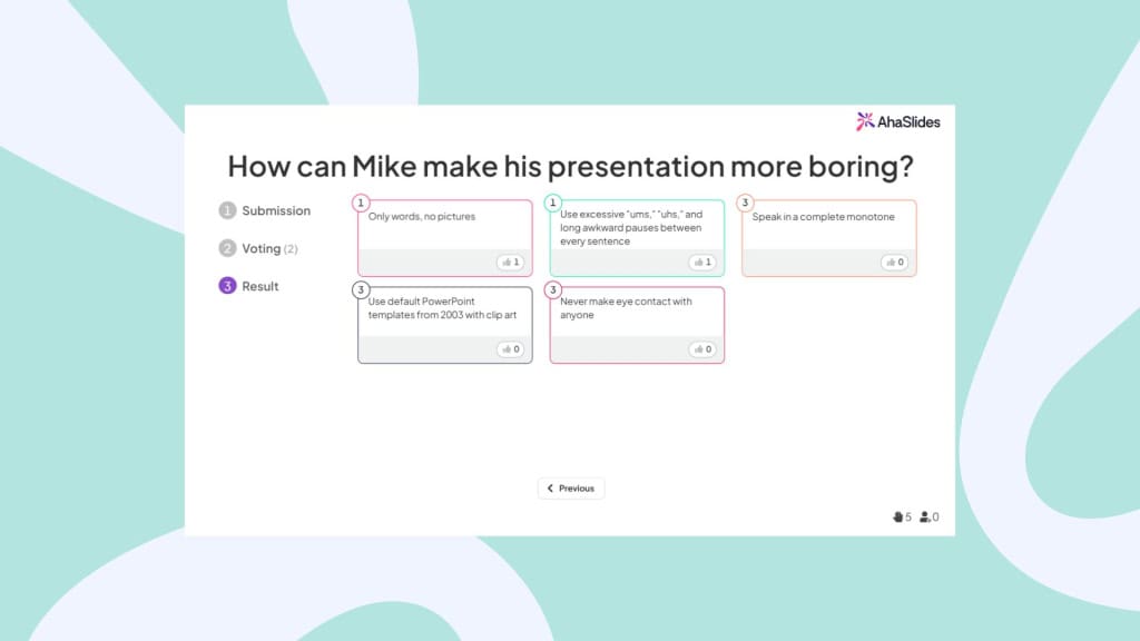 A brainstorm slide on AhaSlides reverse storm