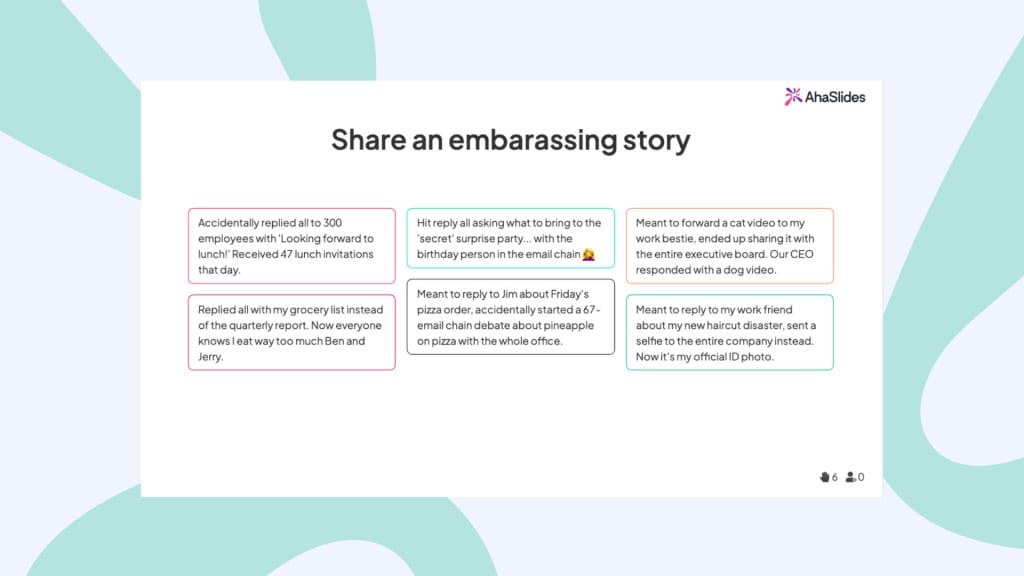 share an embarrassing story activity