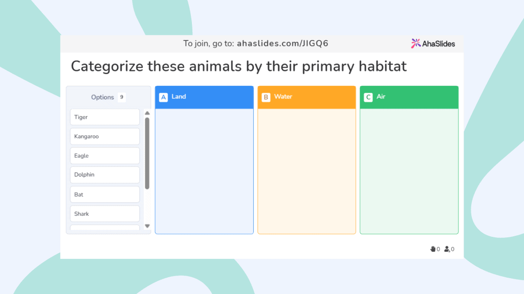 Crear un juego de fiesta virtual usando diapositivas de categorización