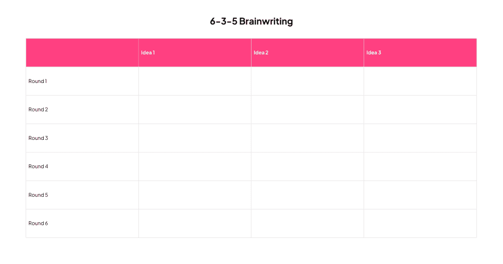 6-3-5 brainwriting template